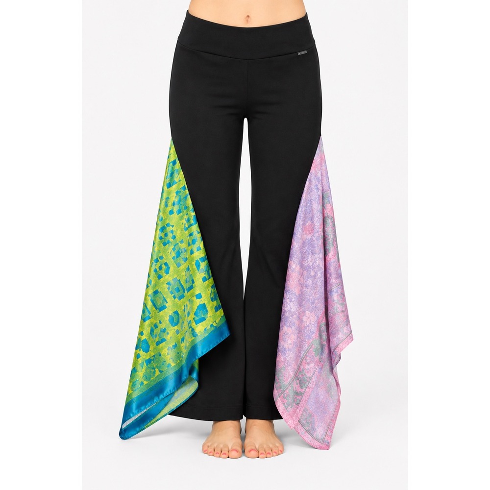 The Morgan Factory Peck & Peck Black Scarf Flare Yoga Pants Upcycled Large